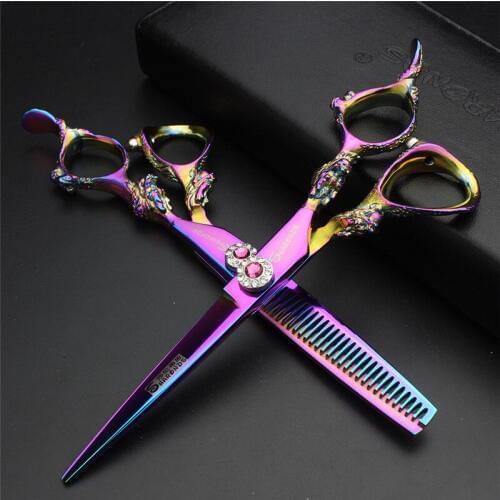 Color 5.5 / 6 inch professional cutting scissors and thinning scissors salon professional hairdressing style scissors tool set