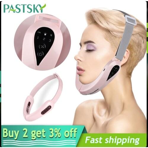 EMS Chin V-Line Up Lift Belt Machine Red Blue LED Therapy Face Lifting Slimming Vibration Massager Double Chin Reducer Face Care