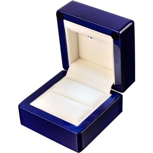 Marriage Proposal Womens Ring Box Blue High Light Piano Lacquer Wooden Jewelry Box Romantic Ring Gift Boxes 10*10*6 cm W025