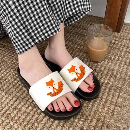 Sandals For Women Summer 2021 Cute Foxes House Indoor Slippers Cartoon Pattern Non-slip Flip Flops Ladies Beach Sandal Plus Size