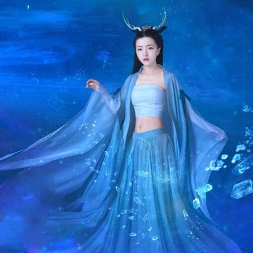 7 Designs WYJN Fantasy Thematic Photography Hanfu Female Fairy Cosplay Costume Dragon Princess Koi Fish Elf Gorgeous Stage Dress