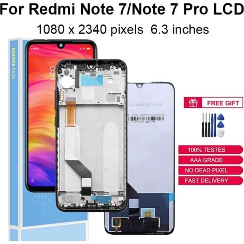 For Xiaomi Redmi Note 7 LCD Display Screen Touch Digitizer Assembly For Redmi Note 7 Pro Note7 LCD Replacement Parts With Frame