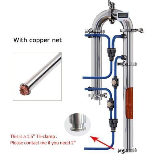 1.5''/2'' New Distraction Tower with Copper Mesh Home Brewing Brandy Whiskey Vodka Equipment machine 304 Stainless Steel