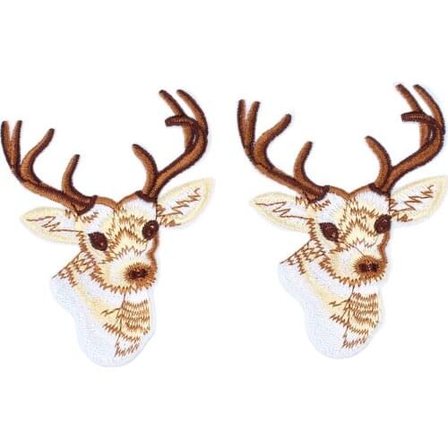 10pcs Embroidered elk Patch Iron On Cartoon Animal Stickers Diy Christmas Craft Decoration Sewing Jeans Backpack Bags Hats Badge