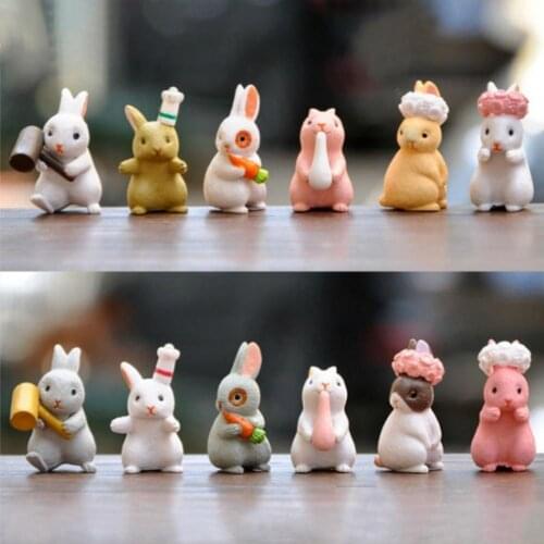 12Pcs Beautiful Rabbit Ornaments Delicate Decorations Resin Cartoon Rabbit Ornaments Model for Yard