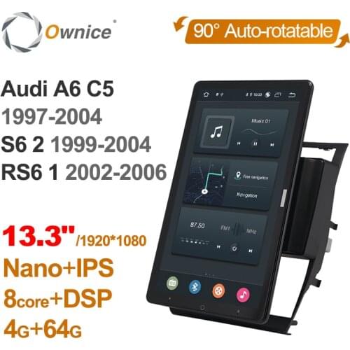 Tesla style 13.3inch PX6 DSP Android 10.0 Car DVD Player For Audi A6 C5 S6 RS6 1997-2006 Auto Rotatable Navigation GPS RDS Radio