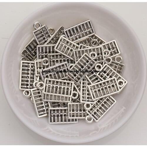 50Pcs/Lot) Zinc Alloy Tibetan Silver European Charm Abacus-Shape Pendant Size 18x8mm ZN60042B