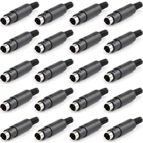 Artudatech 4Pcs/20Pcs 6Pin Mini-DIN Male Plug Socket Connector Plastic Handle Adapter For Audio