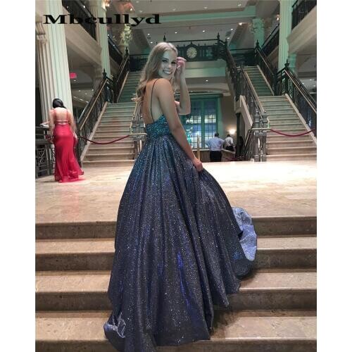 Mbcullyd Sparkly Sequin Ball Gown Prom Dresses 2020 Sexy Backless African Plus Size Graduation Evening Dress For Black Girls
