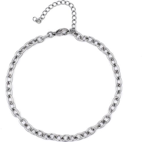 BULK 50 Stainless Steel Link Chain Bracelet with Lobster Clasp 17+5cm Chain for Charms Fashion Women Jewelry Finding Accessories