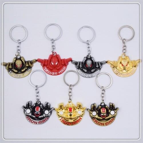 Marvel Key Avengers Spider-Man Iron Man Flat Card Two-handed Keychain Pendant Key Chain