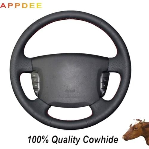 Black Genuine Leather Steering Wheel Cover for ssangyong actyon kyron