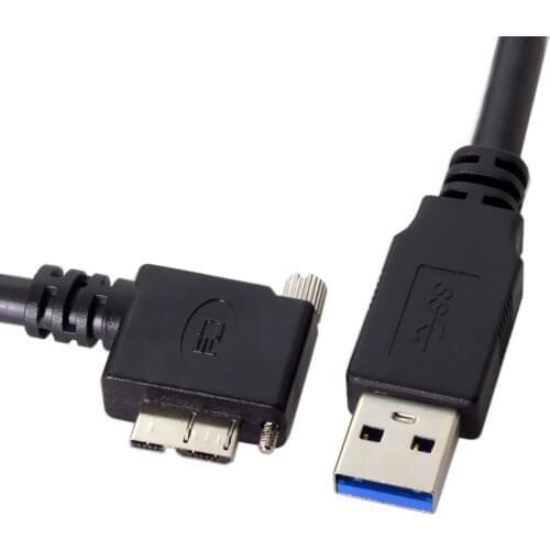 CY 5m Micro USB Screw Mount 90 Degree Right Angled to 3.0 Data Cable for Industrial Camera