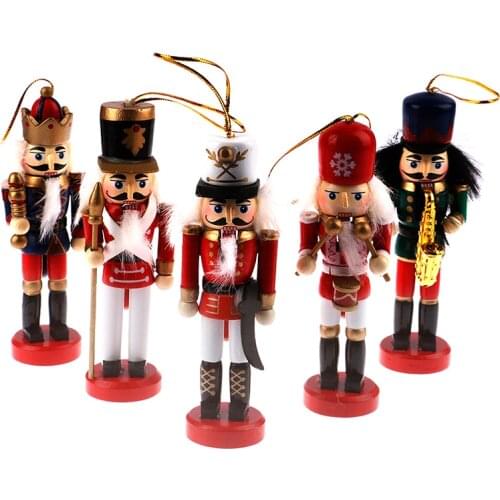 10.5/12/13cm Wooden Nutcracker Soldier Merry Christmas Decoration Pendants Ornaments for Xmas Tree Decor
