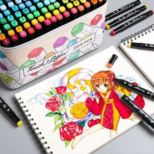 High Quality Permanent Markers Alcohol Ink Markers Brush Dual Tips Professional Drawing Marker Set Art Design 40/60/80 Colors