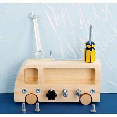 Bus Activity Busy Board Wooden Screw Driver Game Basic Skill Lift Montessori Education Tool Learning Repair Simulation Earl Y5N1