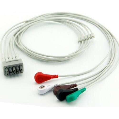 Compatible For GE Dash1000/2000/3000/4000 ECG 5 Leadwires Snap end ECG Trunk Cable Medical Wire Cables AHA
