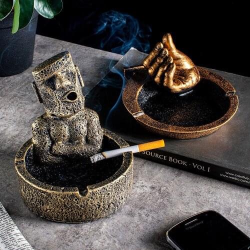 Stone Art Ashtray Funny Character Finger Model Portable Ashtray Modern Home Decoration Accessories Living Room Office Decor Gift