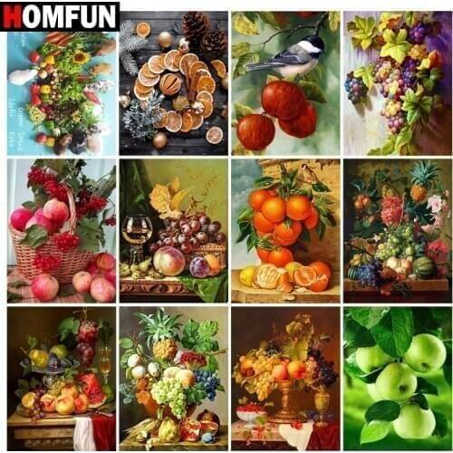 HOMFUN Diamond painting "Fruit basket ordinary" Full Square/Round Drill Wall Decor Inlaid Resin Embroidery Craft Cross stitch