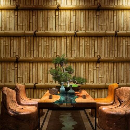 Beibehang Chinese wallpaper classical 3d Chinese style retro tea restaurant bamboo Japanese bar restaurant waterproof wallpaper