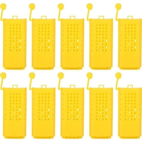 10PCS Beekeeper Post Queen Bee Cage Cell Plastic King Transport Cages Yellow Room Insect Equipment Queen House Beehive Tools