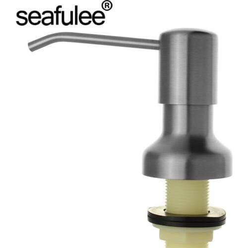 304 Brushed Stainless Steel Kitchen Sink Liquid Soap Dispenser 17 OZ Bottle/3.15 Inch Threaded Tube for Thick Deck Installation