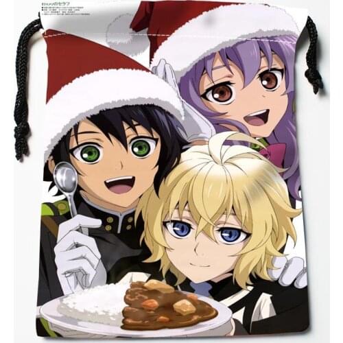 Anime Seraph Of The End Drawstring Bags Dust-Proof Fashion Pattern Print Storage Bags Boys Girls Birthday Gift Bag Size 18X22cm