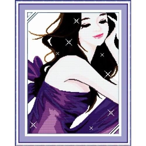 Purple rhyme(2) cross stitch kit people 18ct 14ct 11ct count print canvas stitches embroidery DIY handmade needlework