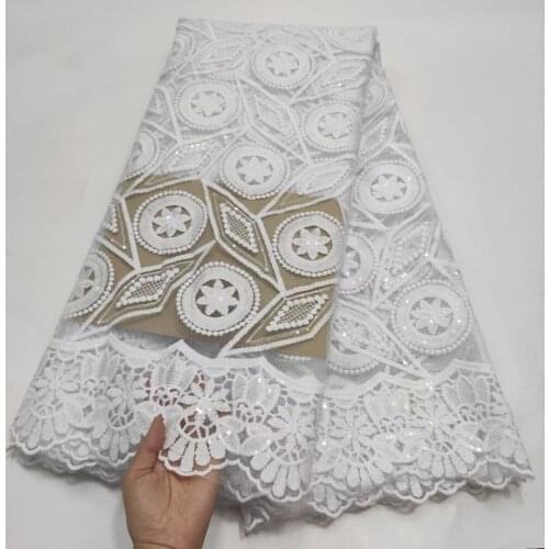 New White French Net Lace Fabric Embroidery African Tulle Cord Material Nigerian Mesh Cloth Dentelle Africaine Sewing Dress DN5