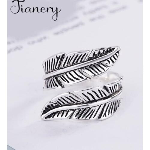 New Gothic Men Feather Rings For Women Jewelry Birthday Gift Romantic Wedding Engagement Drop Shipping 2021