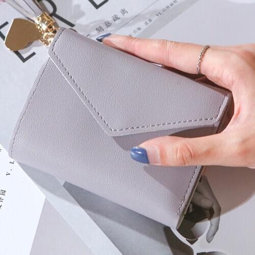New Arrival Short Women Wallets Tassel Zipper Purse Patchwork Fashion Panelled Wallets Trendy Coin Purse Card Holder Leather