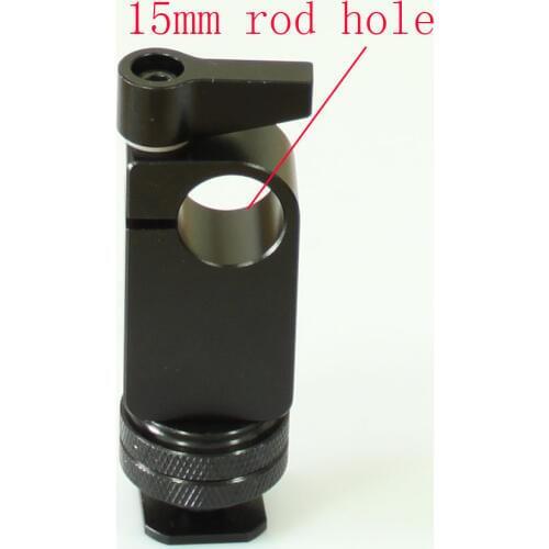 Single 15mm Rod clamp w/ hot shoe adaptor fr camera Support Rail Rig Rail tripod