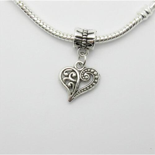 Wholesale lots 25PCS fit Pandora charm bracelet DIY pendant beads dangle Heart charms for jewelry making