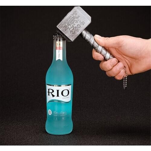 Wine Beer Bottle Opener Corkscrew Thor Type Multi-Function Hammer, Long Handle Bottle Opener Barware
