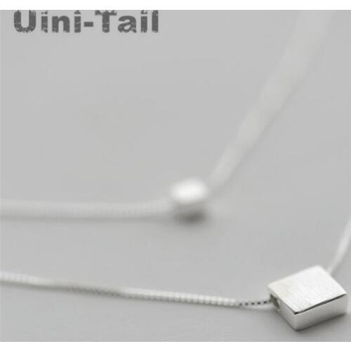 Hot 925 sterling silver large square small square double necklace fashion flow high quality necklace gift preferred wholesale