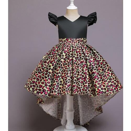 Kids Leopard Print Dresses for Girls Trailing Wedding Dresses Children Birthday Ball Gown Girls Christmas Clothes 6 8 10Y