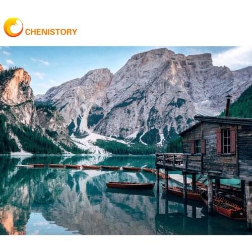 CHENISTORY Frame Diy Paint By Numbers Kits Acrylic Wall Art Home Decors Moon Landscape Modern Coloring By Numbers For Diy Gift