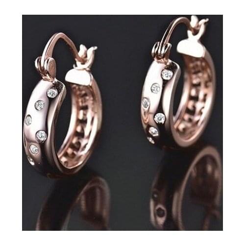 ROLILASON new 18K golden plated hoop earrings for women dinner girlfriend lover for pendant for set JE1237