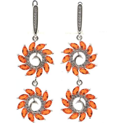 29x22mm Multi Color 19g Created Garnet Aquamarine Peridot Tanzanite Iolite Women Dating Bride Engagement Silver Stud Earrings