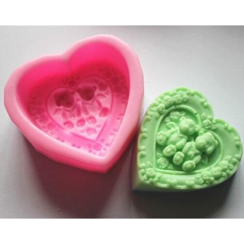 Silicone soap mold The couple of Bear shape fondant cake chocolate clay mould wholesale mould tools