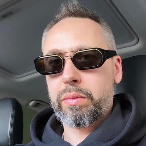 2021 Retro New Narrow Square Sunglasses Men Unique Brand Design Rectangle Small Sun Glasses Double Beam Ins Trendy Female Shades