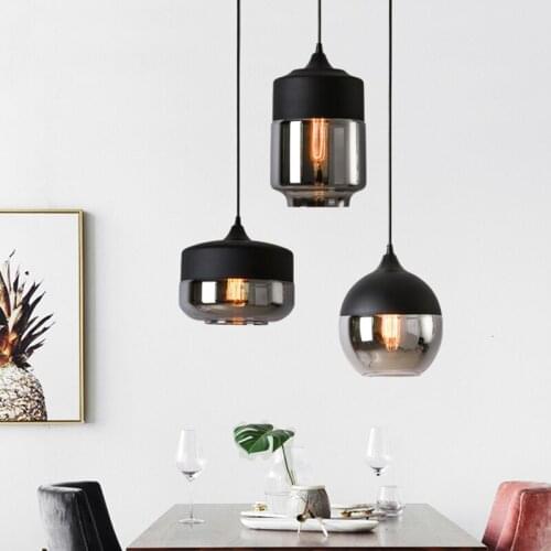 Modern Electroplated Pendant Lights Smoky Gray Glass Island Living Room Bedroom Art Decoration Counter Pendant Lamp Home Light