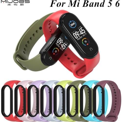 Mijobs Sport Strap for Mi band 6 5 Silicone wrist Bracelet Miband 6 5 Strap Wristband Smart Band mi band5 For Xiaomi Mi Band 6