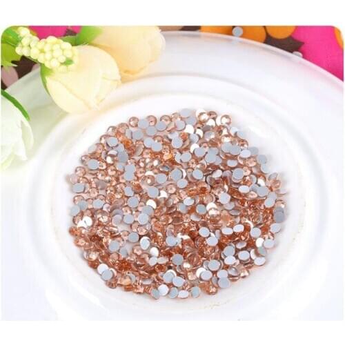 Lt.Peach Glue on Rhinestones ss3-ss30 Flat Back Non HotFix Nail art Rhinestone 3D Glass Nail Art Decorations Mix Rhinestone