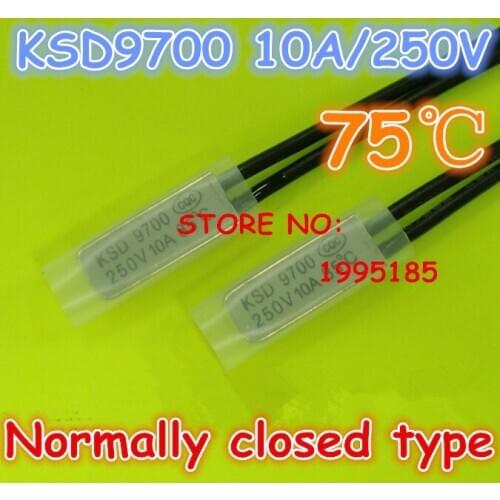 10pcs/lot KSD9700 10A250V 75 Degree Celsius (N.C.)Normally closed type Temperature Switch Thermostat Thermal Protector