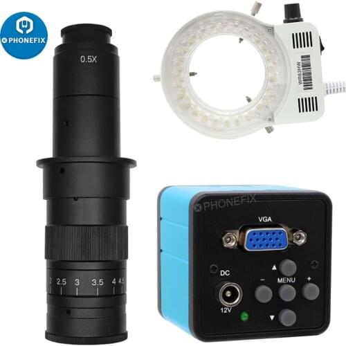 Industrial Digital 1080P HDMI VGA Video Microscope Camera + 130X 2000X 250X Adjustable Zoom C mount Lens + 56 LED Ring Light