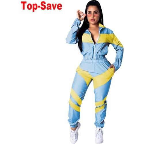 Vintage Women Tracksuit 2 Piece Set Crop Top And Pants Fashion Female Loose Zipper Matching Set Streetwear Clothing Dropshipping