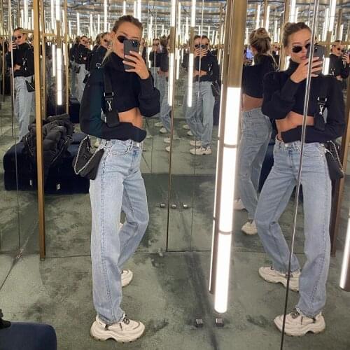 Women Turtleneck Crop Top Long Sleeve Top Lantern Sleeve Back Zipper Sweatshirt New Fashion Streetwear Gothic Clothes