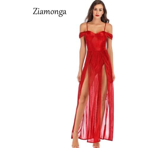 Ziamonga Side Split Fashion Sexy Women Bodycon Slim Skinny Strapless Off Shoulder Maxi Dress 2019 Transparent Mesh Party Dresses
