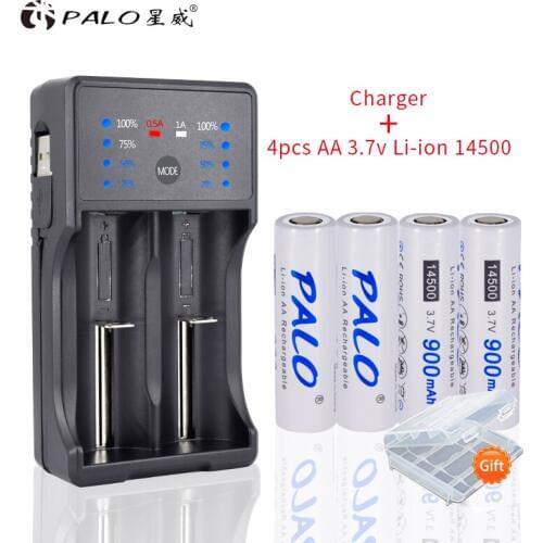 3.7V USB charger for AA / AAA 26650 18650 18500 16350 14500 NiMH Li-ion fast smart charger + 14500 3.7V AA rechargeable battery